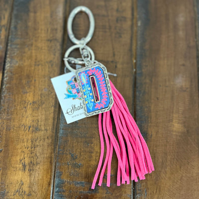 Colorful Initial Key Ring Shabby Chic Boutique and Tanning Salon D