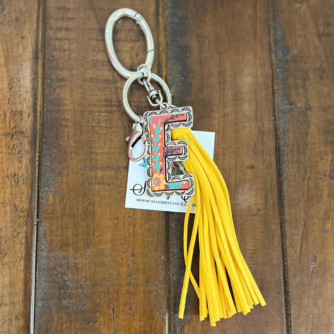 Colorful Initial Key Ring Shabby Chic Boutique and Tanning Salon E