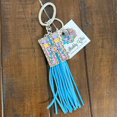 Colorful Initial Key Ring Shabby Chic Boutique and Tanning Salon H
