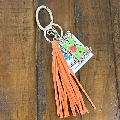 Colorful Initial Key Ring Shabby Chic Boutique and Tanning Salon K
