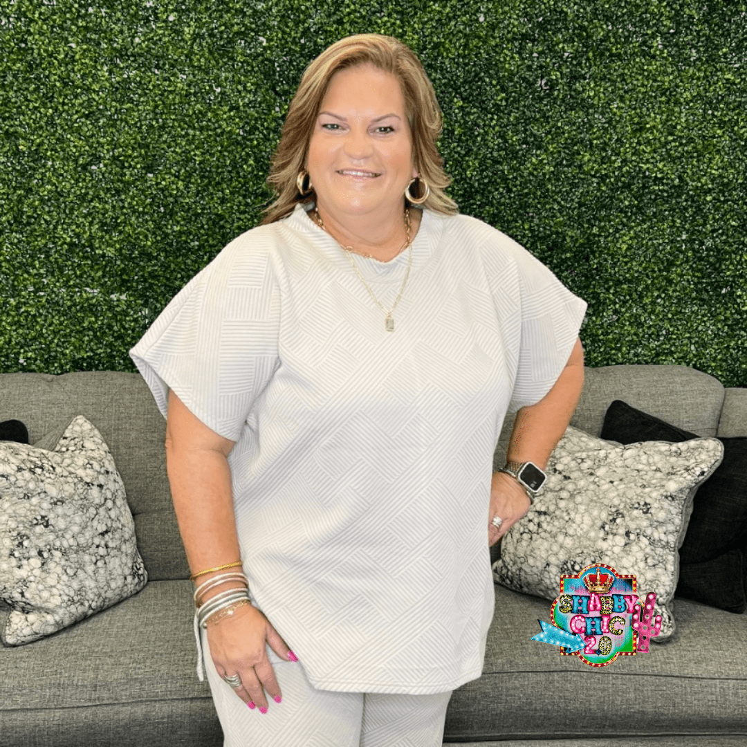 Comfy Textured Top Shabby Chic Boutique and Tanning Salon