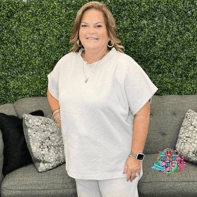 Comfy Textured Top Shabby Chic Boutique and Tanning Salon