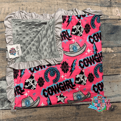 Cowgirl Lightning Bolt Blanket Shabby Chic Boutique and Tanning Salon
