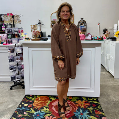 Crushing It Dress - Brown Shabby Chic Boutique and Tanning Salon