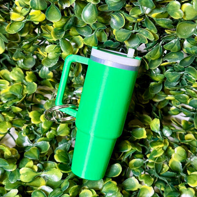 Cup Lip Balm Holder Keyring Shabby Chic Boutique and Tanning Salon Green