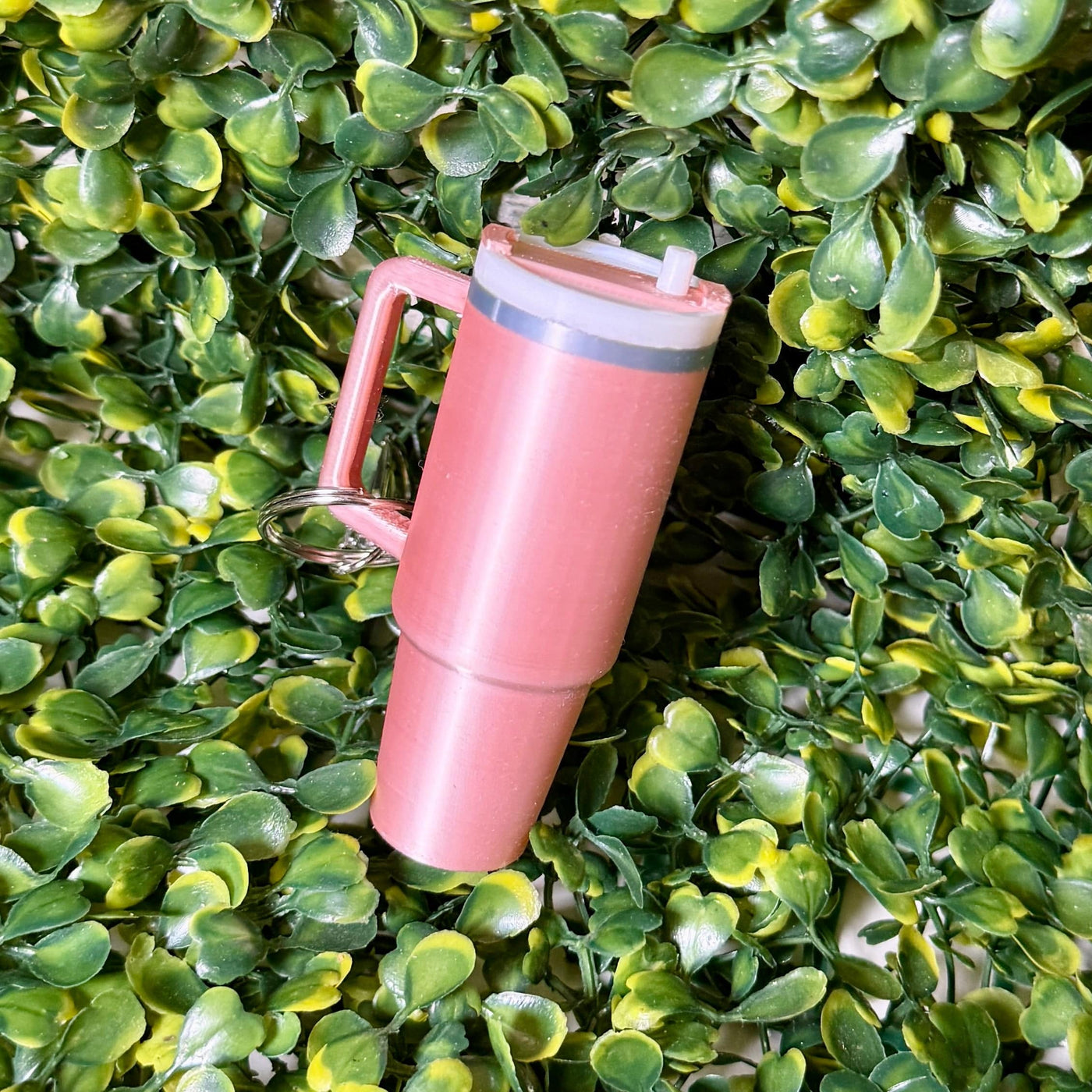 Cup Lip Balm Holder Keyring Shabby Chic Boutique and Tanning Salon Pearl Pink