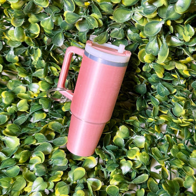 Cup Lip Balm Holder Keyring Shabby Chic Boutique and Tanning Salon Pearl Pink