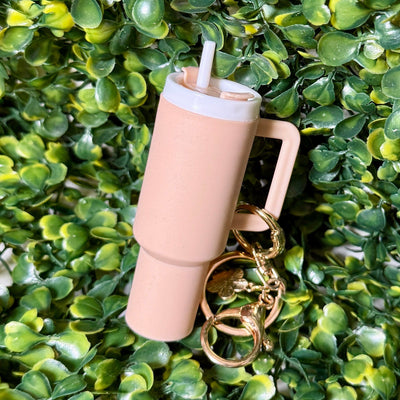 Cup Lip Balm Holder Keyring Shabby Chic Boutique and Tanning Salon Tan