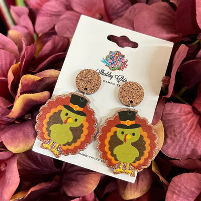 Cute Turkey Dangle Earrings Shabby Chic Boutique and Tanning Salon