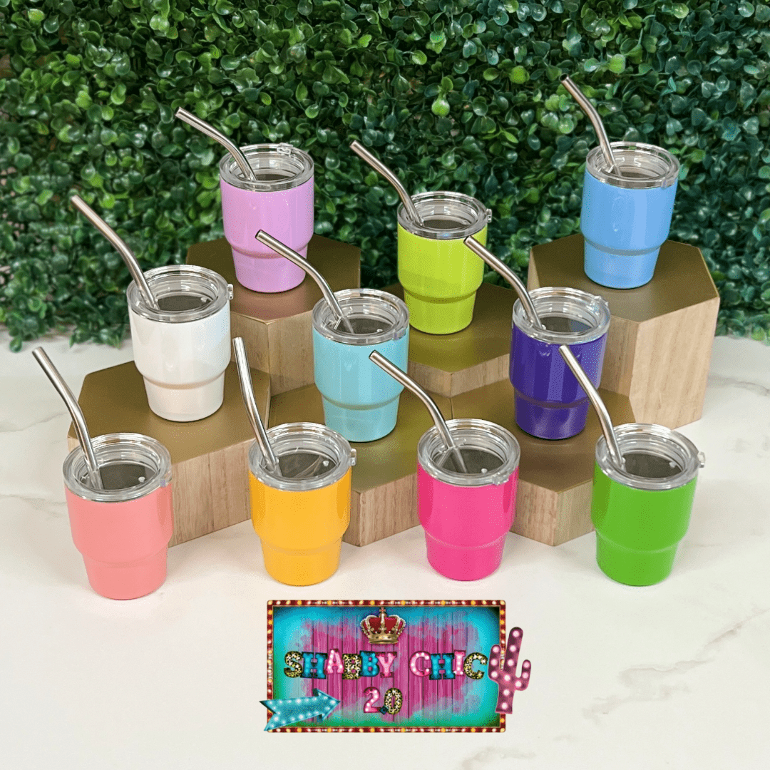 Cutest 2oz Mini Tumblers Shabby Chic Boutique and Tanning Salon