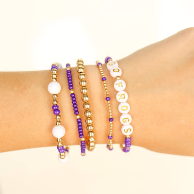 Dainty Poppi Bracelet in Purple: Standard 6.75 inch Beaded Blondes