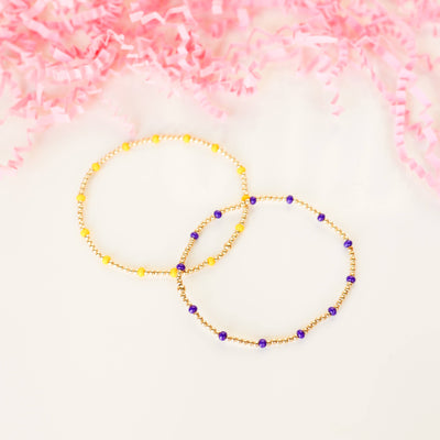 Dainty Poppi Bracelet in Purple: Standard 6.75 inch Beaded Blondes