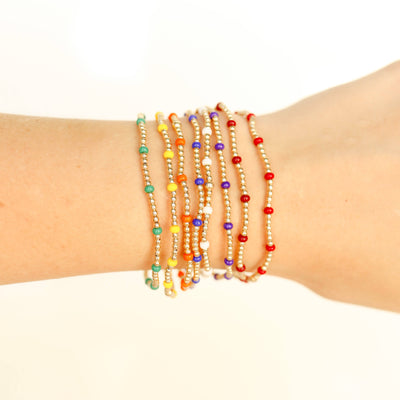 Dainty Poppi Bracelet in Purple: Standard 6.75 inch Beaded Blondes