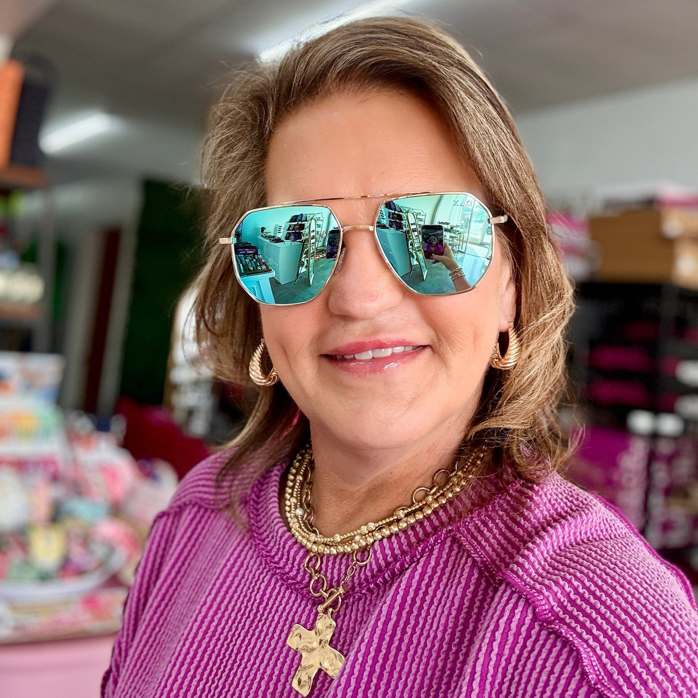 Dax 2025 Summer Sunglasses Shabby Chic Boutique and Tanning Salon Drew in Blue - P