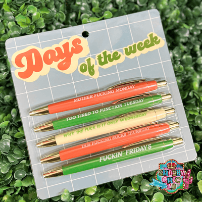 Days of the Week Pen Set Shabby Chic Boutique and Tanning Salon