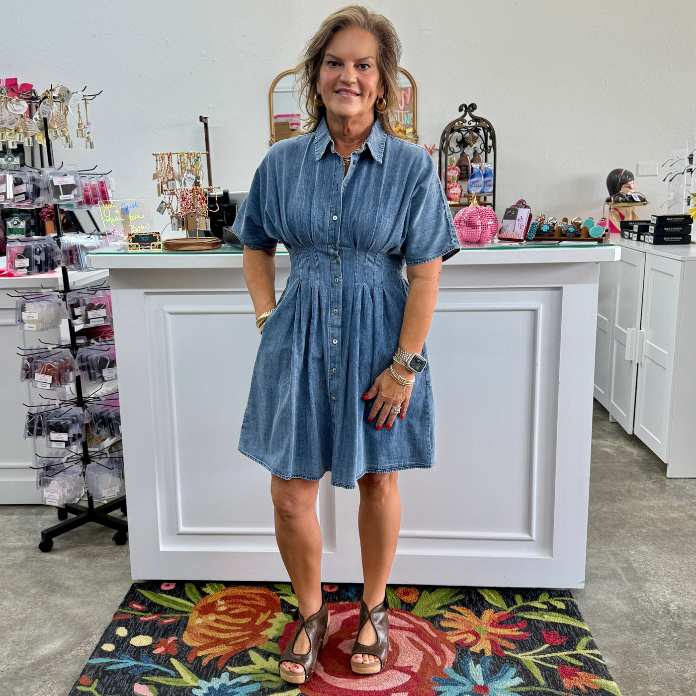 Denim Do-Si-Do Dress Shabby Chic Boutique and Tanning Salon