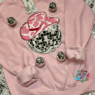Disco Cowgirl Crewneck Shabby Chic Boutique and Tanning Salon