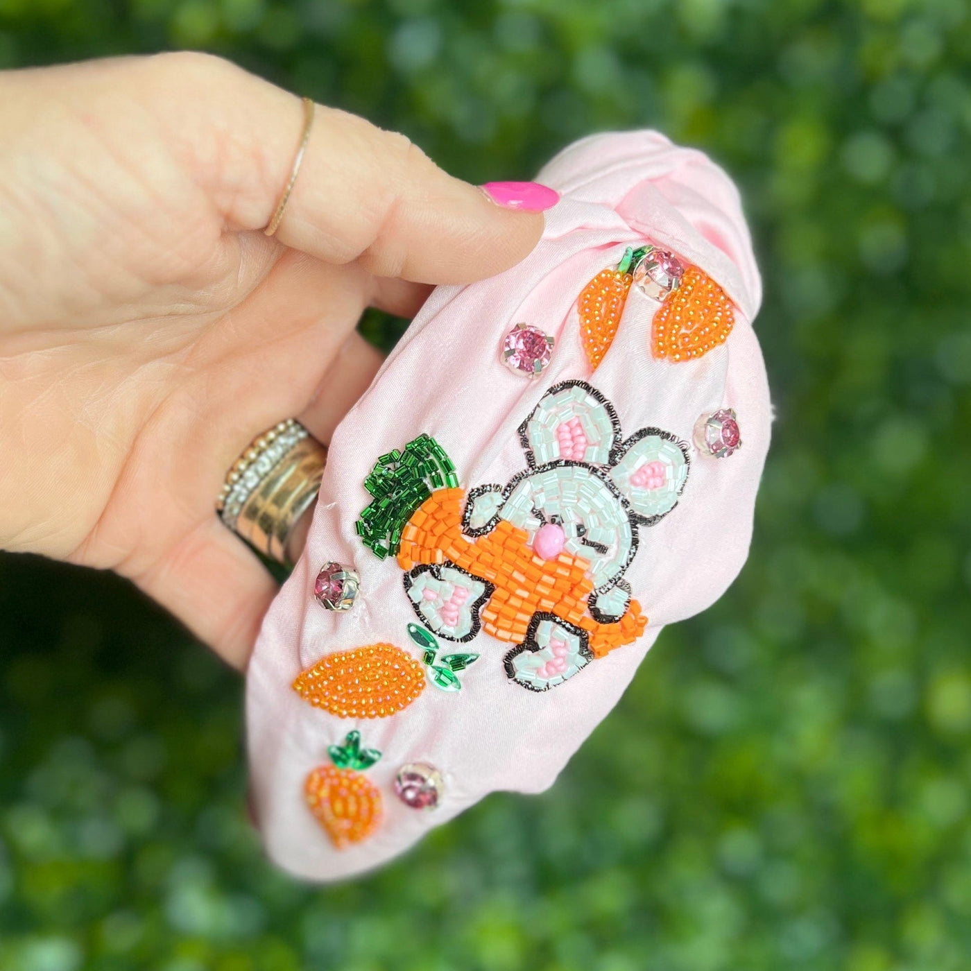 Easter Headbands Shabby Chic Boutique and Tanning Salon Pink with Bunny/Carrot