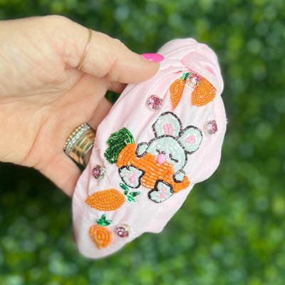 Easter Headbands Shabby Chic Boutique and Tanning Salon Pink with Bunny/Carrot