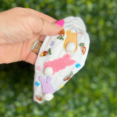 Easter Headbands Shabby Chic Boutique and Tanning Salon White with Bunnies