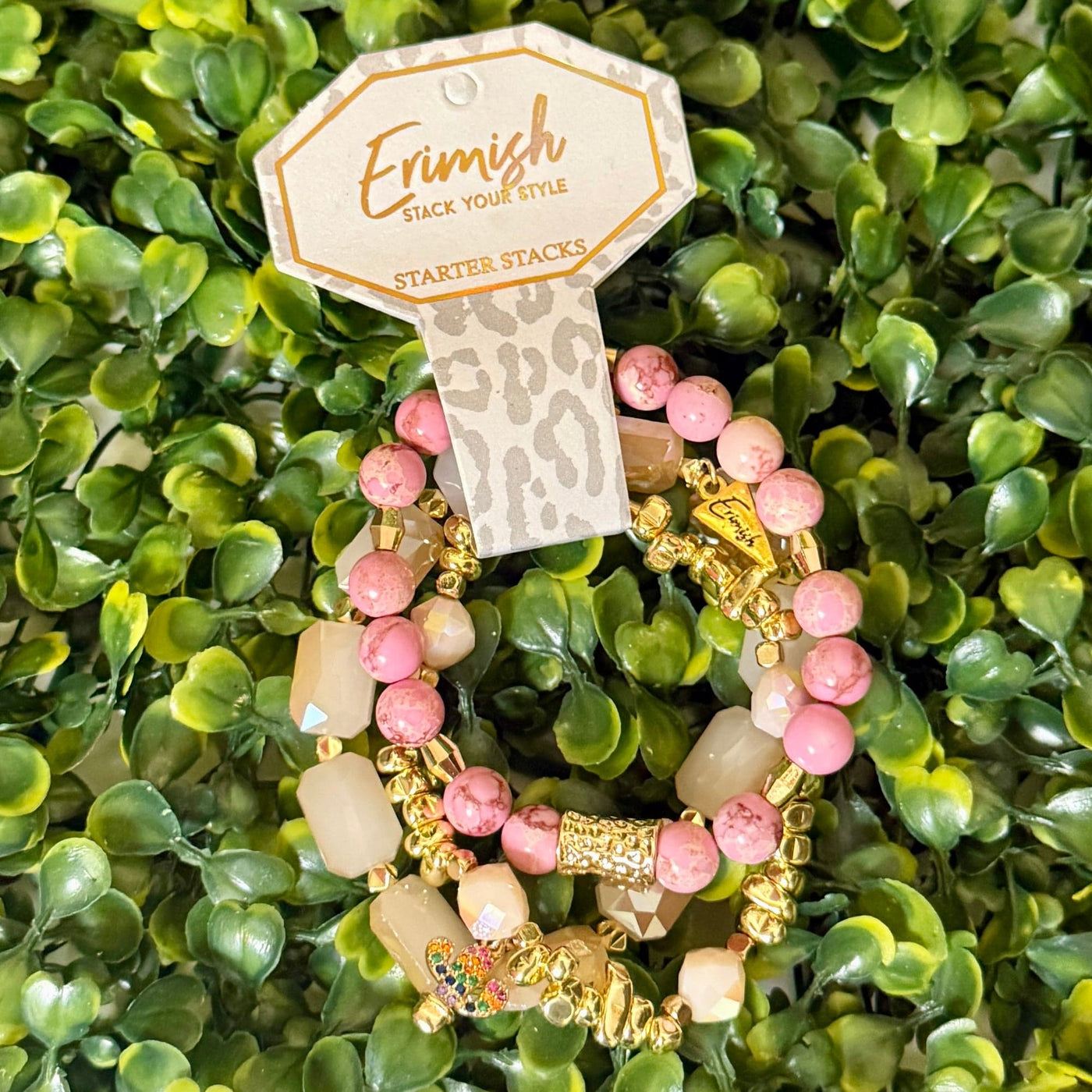 Erimish Bracelet Set - Pink and Gold Set Shabby Chic Boutique and Tanning Salon