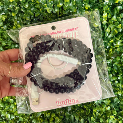 Fall 2025 Beaded Phone Chargers Shabby Chic Boutique and Tanning Salon Black