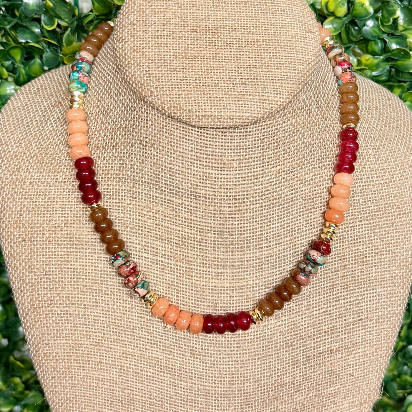 Fall Candylike with Gold Accents Necklace Shabby Chic Boutique and Tanning Salon