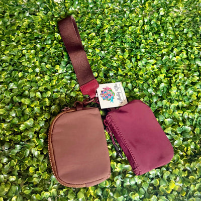 Fall Coin/Credit Card Wristlet Shabby Chic Boutique and Tanning Salon Maroon/Brown