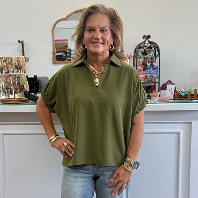 Fall Easy Wear Top - Green Shabby Chic Boutique and Tanning Salon