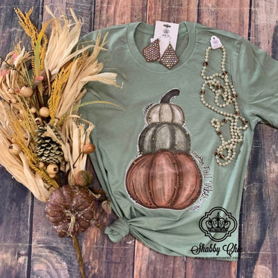 Fall Vibes Pumpkin Stack Tee Shabby Chic Boutique and Tanning Salon