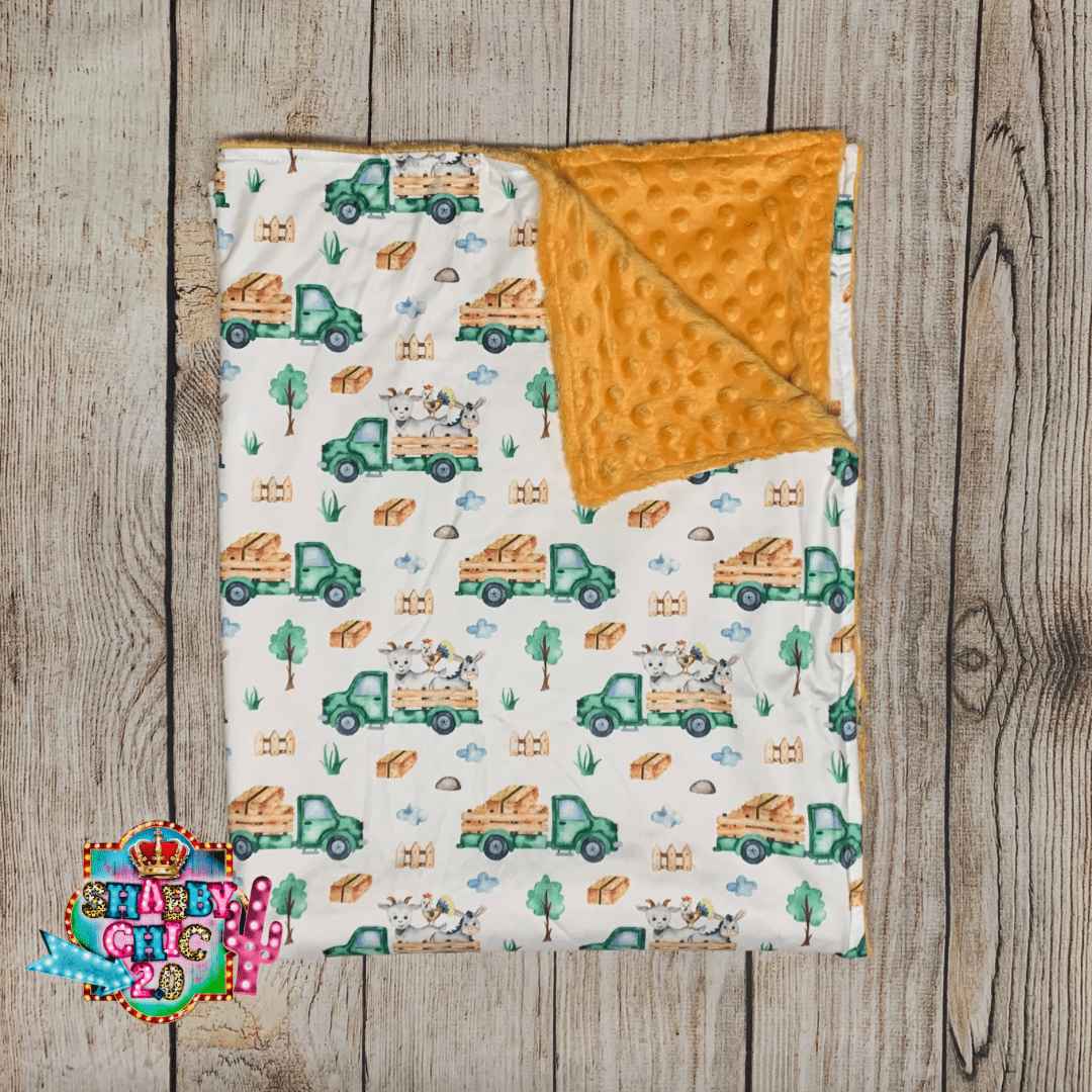 Farm Truck Baby Blanket Shabby Chic Boutique and Tanning Salon
