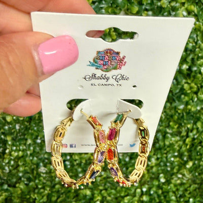 Faux Gemstone Hoop Earrings Shabby Chic Boutique and Tanning Salon
