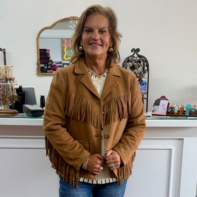 Faux Suede Fringe Jacket Shabby Chic Boutique and Tanning Salon