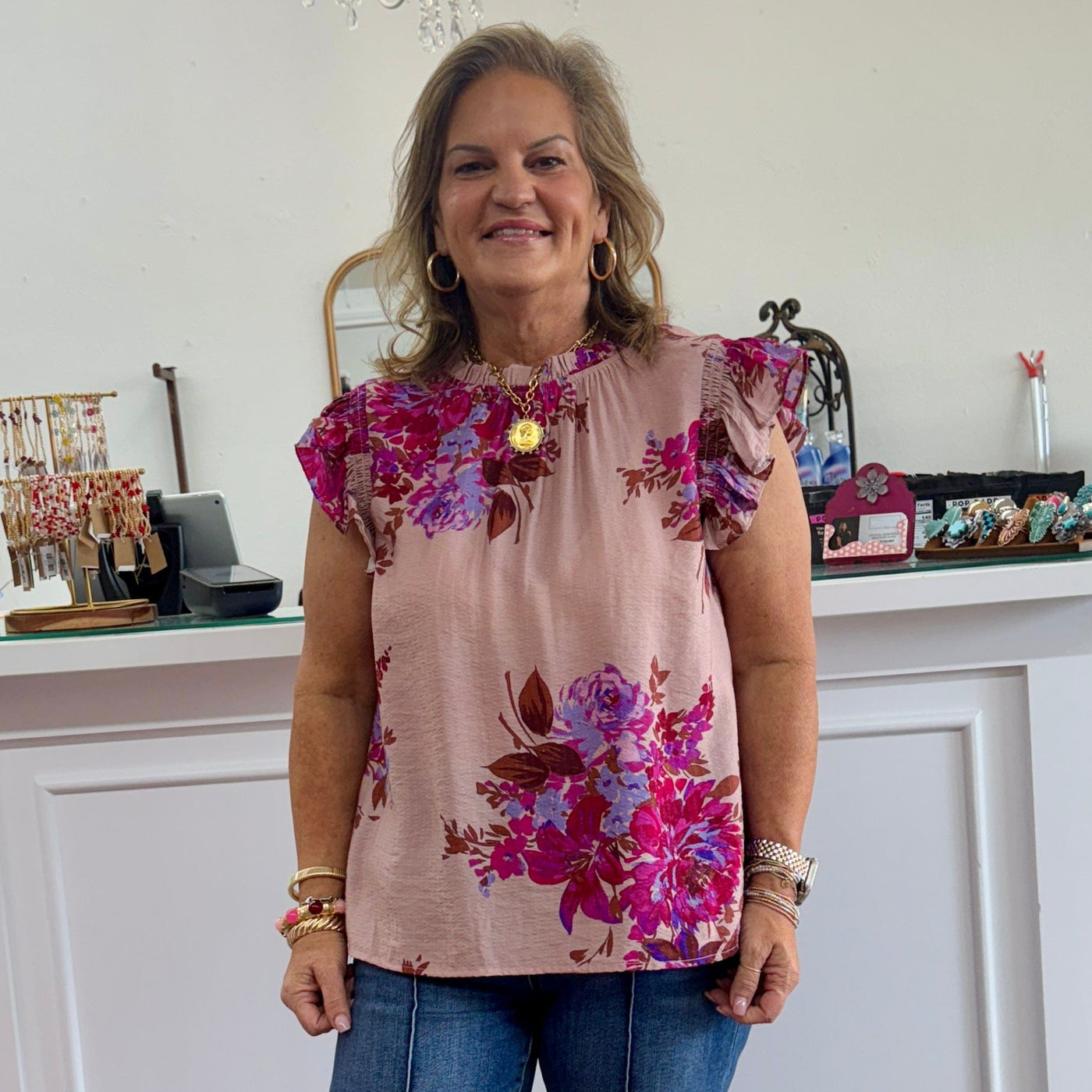 Floral Dreams Top - Mauve Shabby Chic Boutique and Tanning Salon