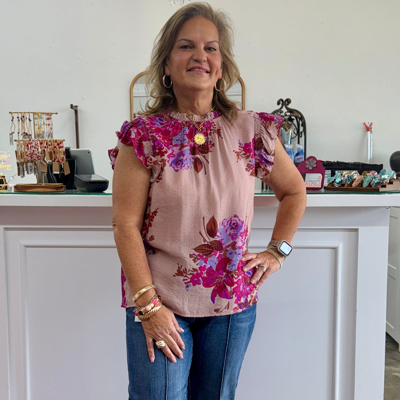 Floral Dreams Top - Mauve Shabby Chic Boutique and Tanning Salon