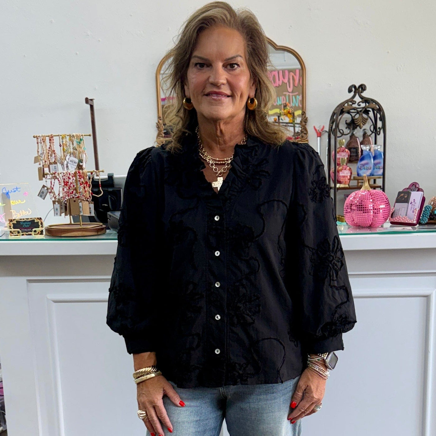 Floral Wonders Top - Black Shabby Chic Boutique and Tanning Salon