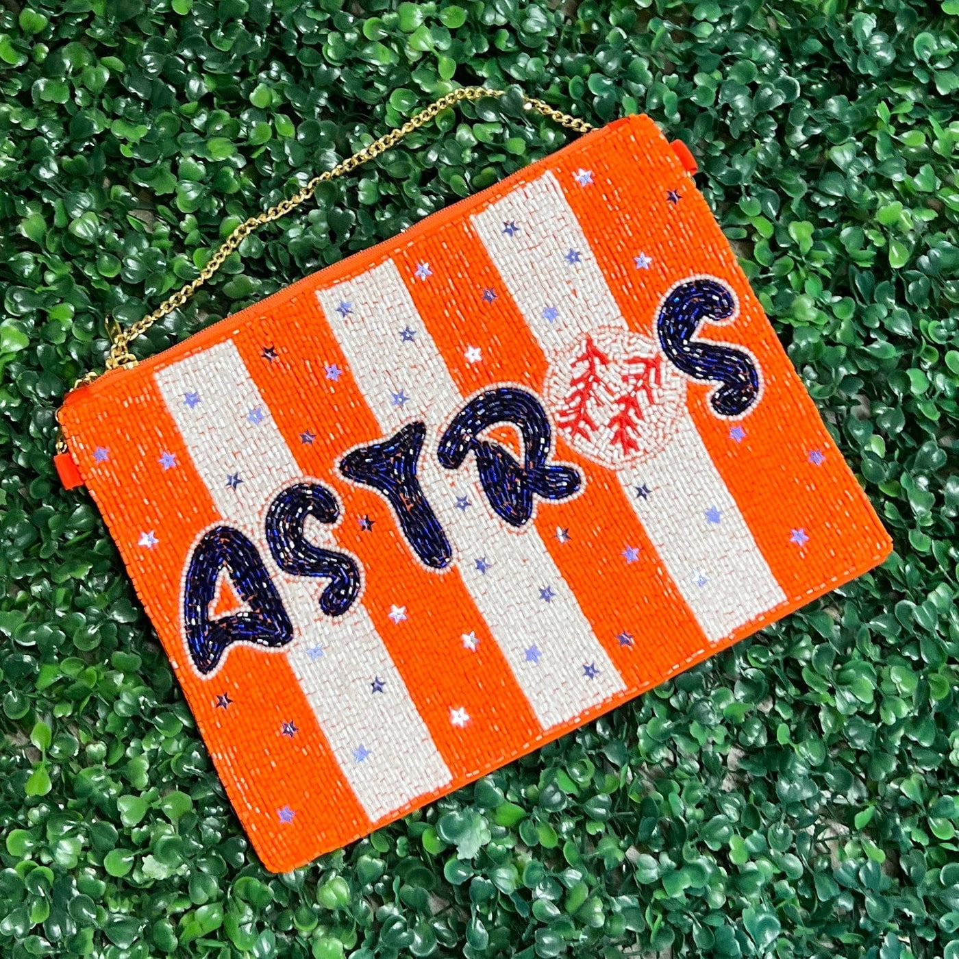 Game Day Beaded Bag Shabby Chic Boutique and Tanning Salon Orange Striped