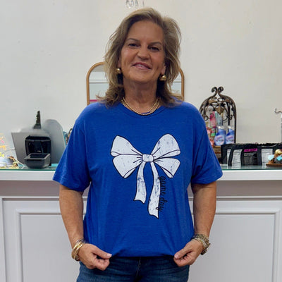 Game Day Bow Tee - Blue Shabby Chic Boutique and Tanning Salon