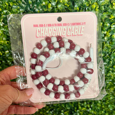 Game Day Vibes Phone Chargers Shabby Chic Boutique and Tanning Salon Maroon and White