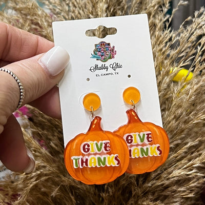 Give Thanks Earrings Shabby Chic Boutique and Tanning Salon