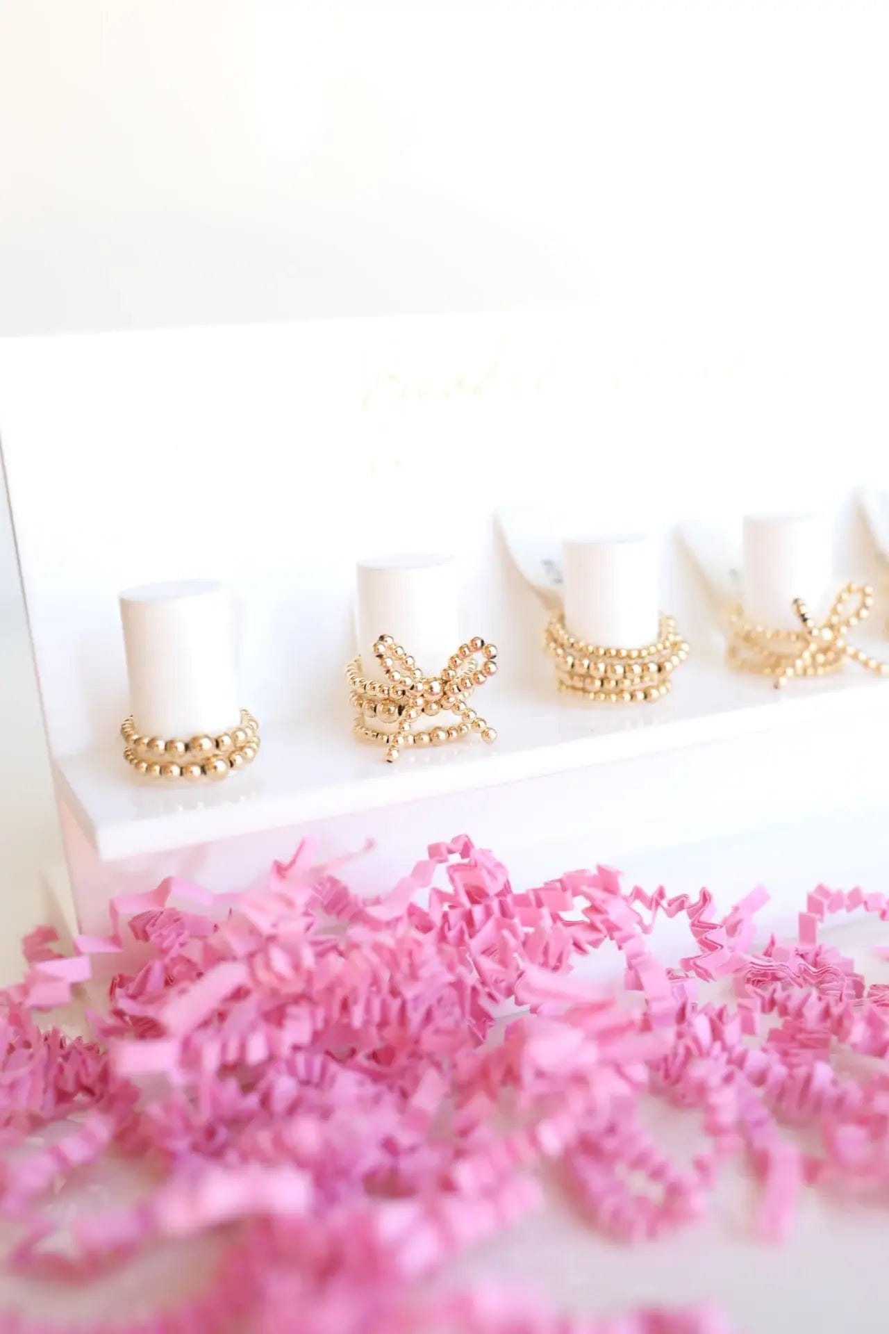 Gold Bow Rings: 7/8 Beaded Blondes