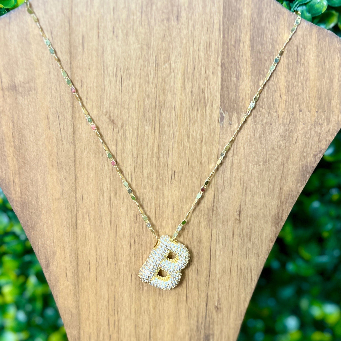 Gold Sparkle Initial Necklaces with Sparkle Chain Shabby Chic Boutique and Tanning Salon B