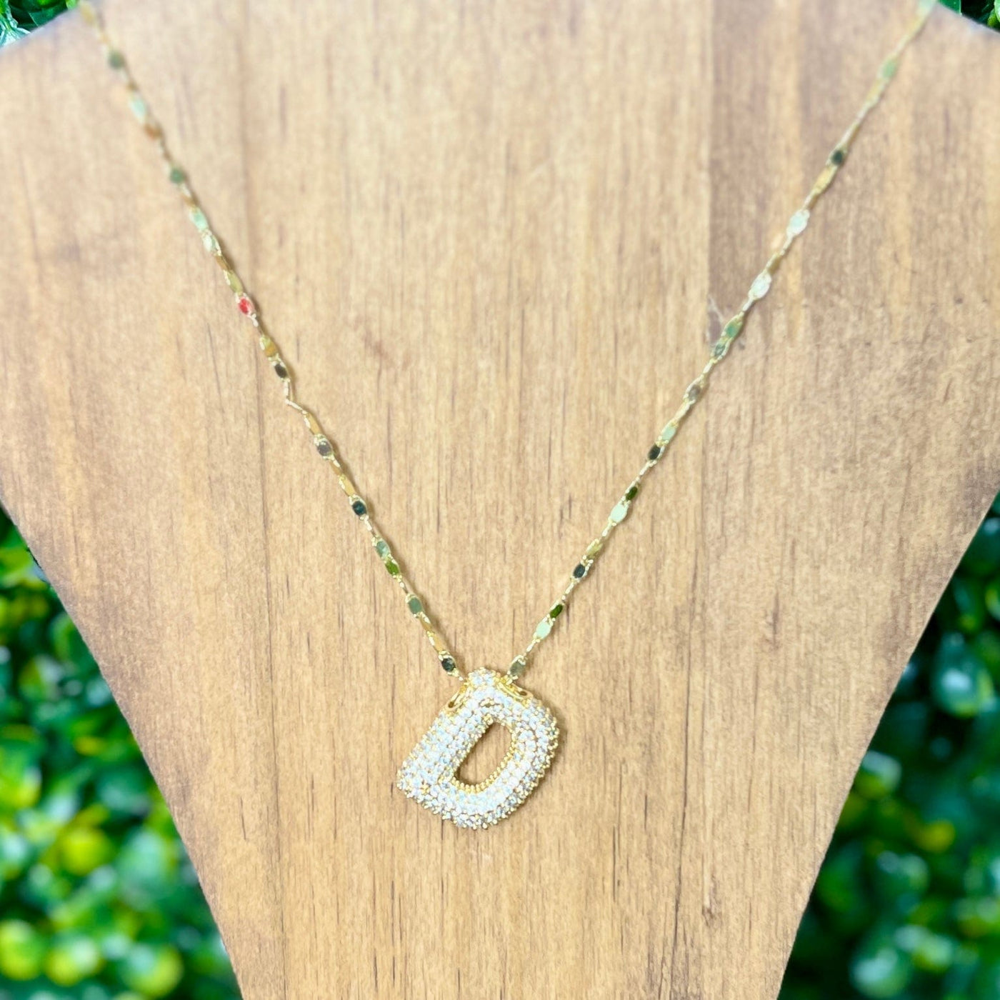 Gold Sparkle Initial Necklaces with Sparkle Chain Shabby Chic Boutique and Tanning Salon D