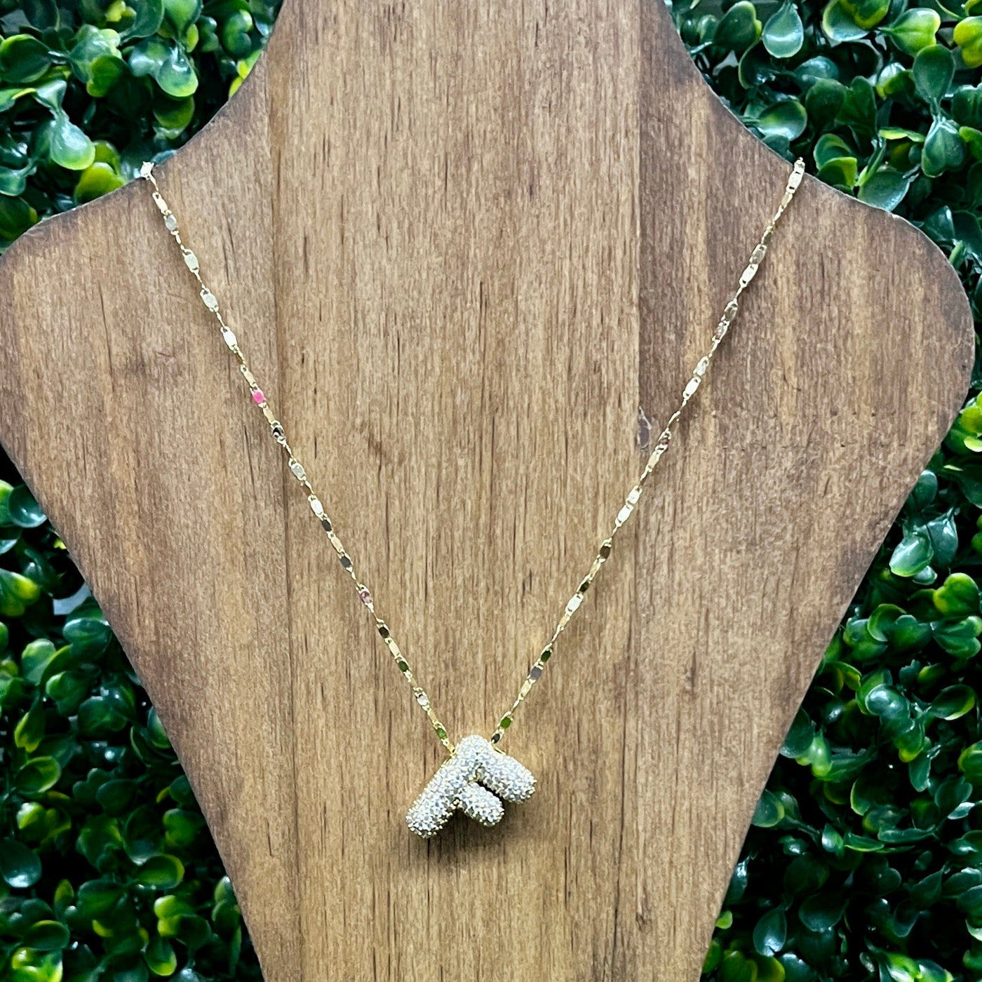 Gold Sparkle Initial Necklaces with Sparkle Chain Shabby Chic Boutique and Tanning Salon F