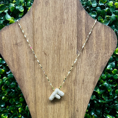 Gold Sparkle Initial Necklaces with Sparkle Chain Shabby Chic Boutique and Tanning Salon F