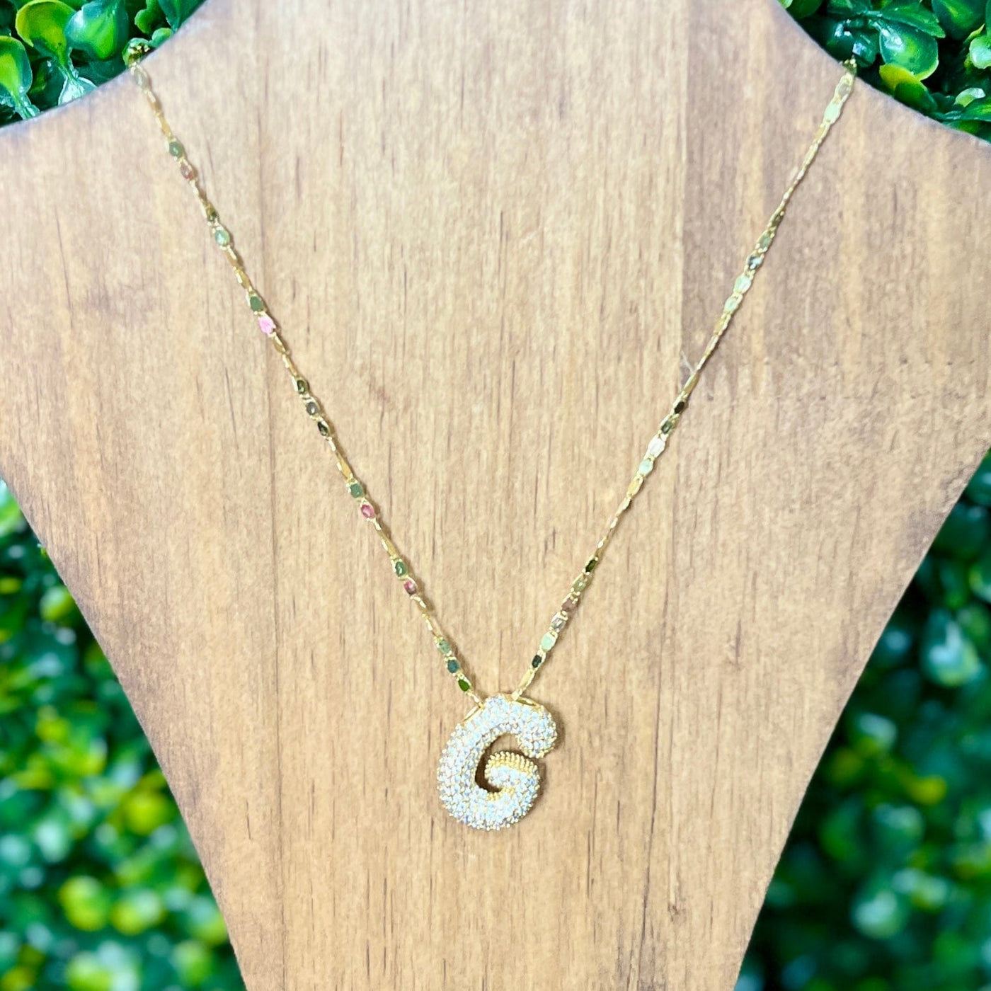 Gold Sparkle Initial Necklaces with Sparkle Chain Shabby Chic Boutique and Tanning Salon G