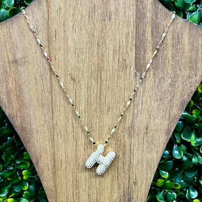 Gold Sparkle Initial Necklaces with Sparkle Chain Shabby Chic Boutique and Tanning Salon H