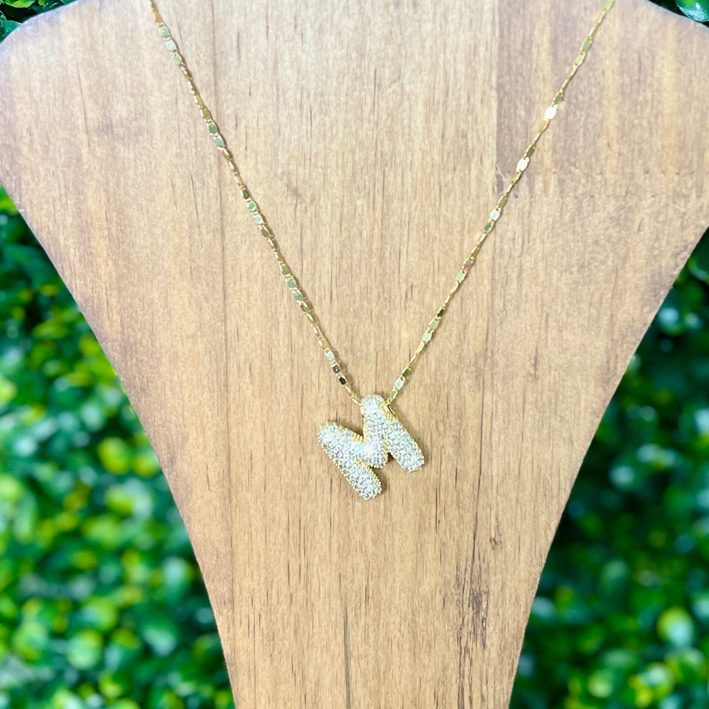 Gold Sparkle Initial Necklaces with Sparkle Chain Shabby Chic Boutique and Tanning Salon M