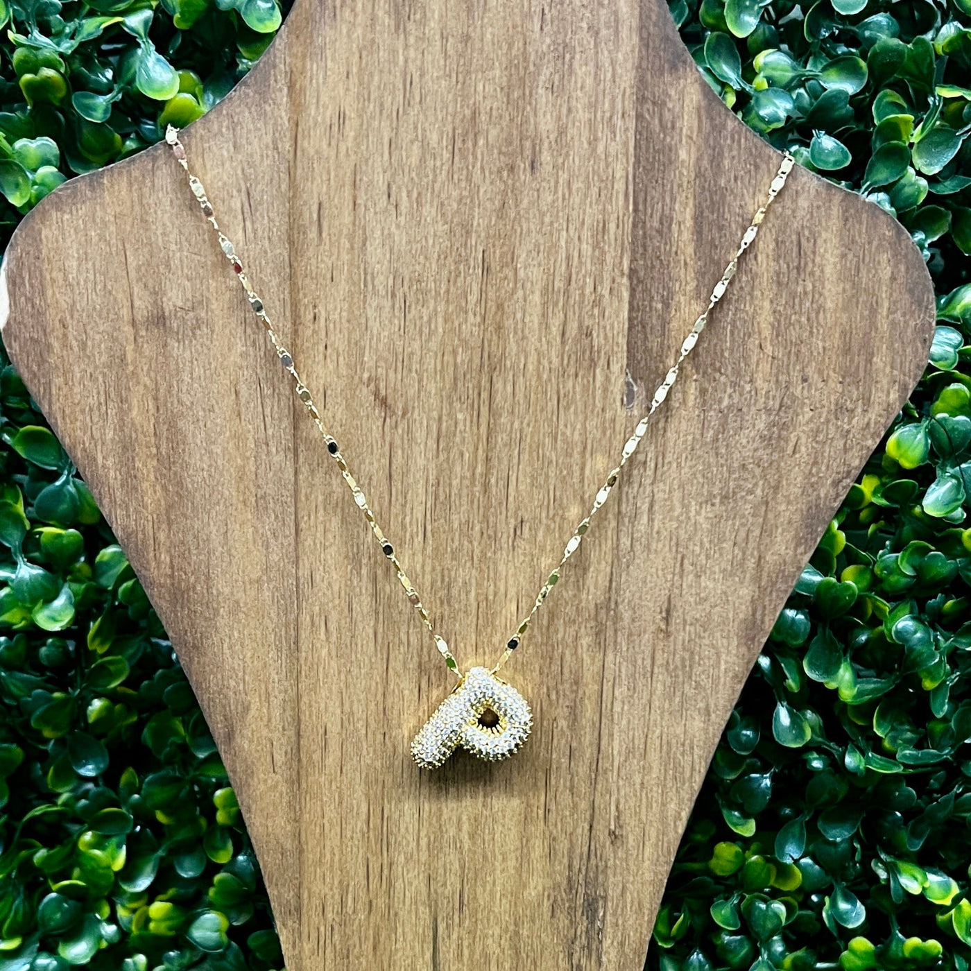 Gold Sparkle Initial Necklaces with Sparkle Chain Shabby Chic Boutique and Tanning Salon P