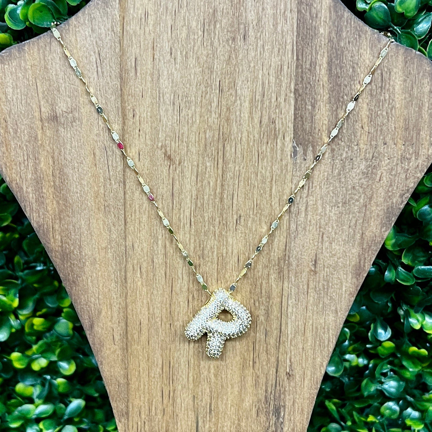 Gold Sparkle Initial Necklaces with Sparkle Chain Shabby Chic Boutique and Tanning Salon R